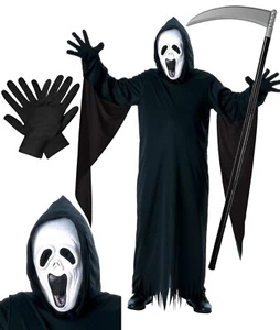 Scream Ghost Demon Fancy Dress Halloween Horror Boys Childs Grim Reaper Costume - Picture 1 of 5