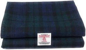 Harris Tweed Blue Black and Green Tartan Fabric - 100% Pure Wool 1 Metre Plus - Picture 1 of 2
