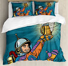 Astronaut Duvet Cover Set with Pillow Shams Astronaut Holds Beer Print