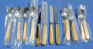 New Old Stock - 20 Teile Yamazaki Besteck Gold Edelstahl Krystallos Perle Japan - Bild 1 von 13