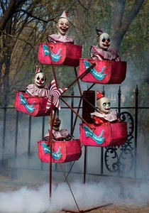 6FT Animated Evil Clown Ferris Wheel Halloween Decoration Prop Scary New - Picture 1 of 9
