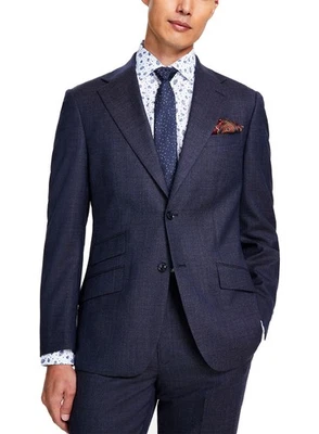 Traje Chaqueta 40 Regular Azul Marino/Marrón Tallia Para Hombres Calce Ajustado Elástico - Nuevo con Etiquetas $425 Foto 1 de 4