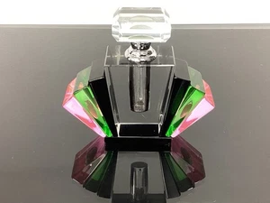 Vintage Art Deco ‘Fan’ Style Multi Colour Crystal Perfume Bottle In Gift Box - Picture 1 of 8