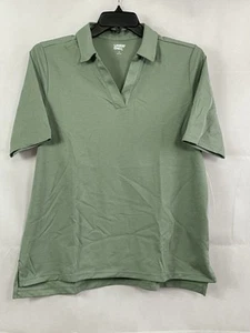 Lands End Women's Polo Golf Shirt Shirt Lily Pad Green Size L Cute Short Sleeve - Picture 1 of 14