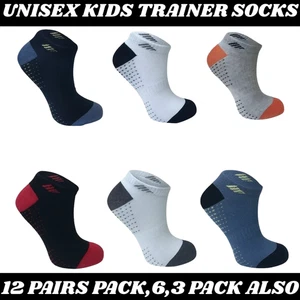3 & 6 Pairs Boys Girls Kids Trainer Liner Ankle Sports Socks Walk Gym School PE - Picture 1 of 4