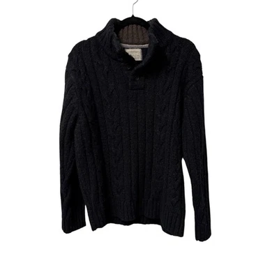 M&S North Coast Knit Sweater Thick Wool Blend Mens L Cable Knit Dark Academia - Изображение 1 из 4