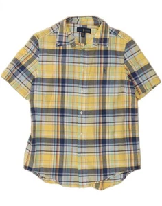 RALPH LAUREN Boys Short Sleeve Shirt 15-16 Years XL Yellow Check Cotton AV08 - Picture 1 of 3