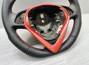 ALFA GIULIETTA Steering Wheel TRIM BEZEL SATIN RED CARBON PATTERN INSERT 2014+ - Picture 1 of 3