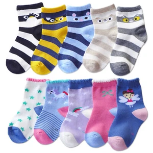 5Pack Cotton Lace Crew Socks Cartoon Animal/Rainbow/Unicorn/Fairy Girls Boys Kid - Picture 1 of 6