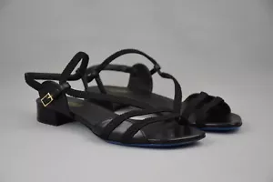 Loriblu Black Leather Strappy Heels Flats Sandals Luxury Shoes US 11 UK 8 EU 41 - Picture 1 of 12