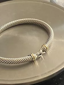 David Yurman Sterling Silver 925 & 18K Gold Buckle bracelet Small - Picture 1 of 9