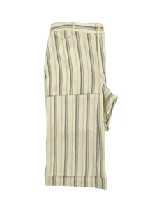 Lauren Ralph Lauren Women's Petite Striped Linen-Blend Pants (12P, Winter Cream) - Picture 1 of 3