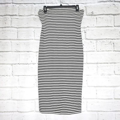 Vestido sin tirantes Artelier Nicole Miller para mujer negro blanco rayas medio elástico Foto 1 de 4