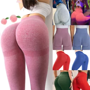 Damen hochtaillierte Yogahose Anti-Cellulite Leggings Training Kompression Fitness - Bild 1 von 38
