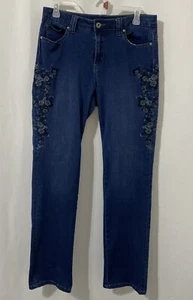 Reba Jeans Women's Embroidered Roses Both Legs Straight Leg Denim Size 8 - Picture 1 of 14
