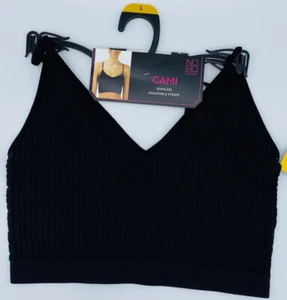 No Boundaries Juniors Puffy Ribbed Brami Bra Large Black V-Neck Seamless - Picture 1 of 5