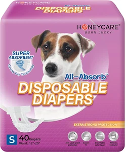 HONEY CARE All-Absorb Disposable Dog Diapers Small Size, Improved, 40 Count - Picture 1 of 3