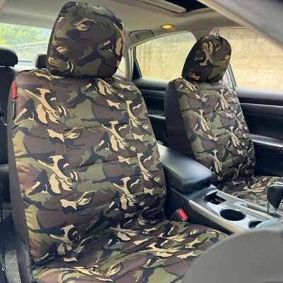 棉棕色军队迷彩前套装汽车座椅套适用于丰田 Crown 2023-on — 第 1/4 张图片