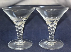 2-Vintage Signed Thomas Germany Crystal "Holiday" Cocktail Goblets Twist Stems - Picture 1 of 6