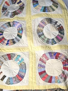 Vintage Retro Handmade Quilt Dresdan Plate Pattern AMC fabrics Approx 97x84 - Picture 1 of 21