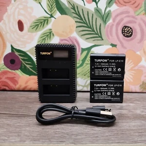 Turpow LP-E10 2-Pack Charger & Battery Replacement for Canon EOS Rebel