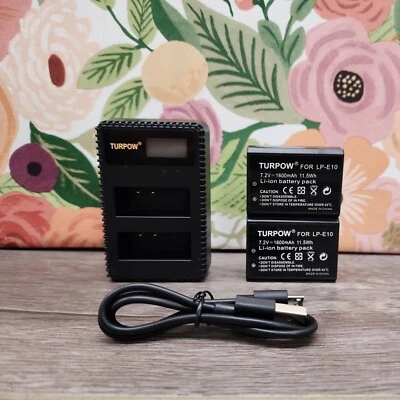 Turpow LP-E10 2-Pack Batteries and Charger Replacement for Canon EOS Rebel New