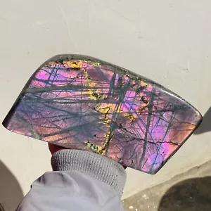 Pantalla de cristal de cuarzo de forma libre de labradorita púrpura natural grande 4570 g curación - Imagen 1 de 12