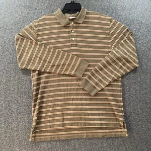 Brooks Brothers 346 Long Sleeve Polo Rugby Shirt Mens L Brown Striped - Picture 1 of 9