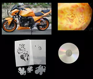 Airbrush Schablonen Schädel / Skull mit Flammen # 0342 für Motorräder usw. - Bild 1 von 1