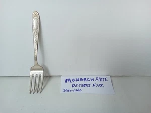 MONARCH PLATE SILVERPLATED DESSERT FORK SILVERWARE SETTING FLORAL NICE SHAPE - Picture 1 of 8
