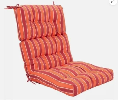 Cojín acolchado para silla de respaldo alto patio diseño triple plegable con lazos de cuerda antideslizantes Foto 1 de 2