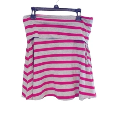 Mossimo Pink Gray Striped Knit Mini Skirt Women’s Small Casual A-Line - Image 1 of 4