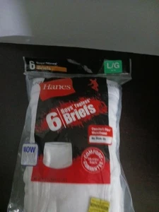 Hanes Boys 6 Pack Pairs Tagless White Briefs - Size Large L (14-16) - Picture 1 of 1