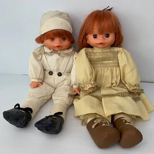 Vintage 70s Pauline Bjonness Jacobsen Decart Baby Dolls Twins Boy Girl Dressed - Picture 1 of 12