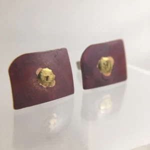 Copper Gold Square Abstract Cufflinks Mixed Metal Modern Brutalist Artisan H1 - Picture 1 of 7