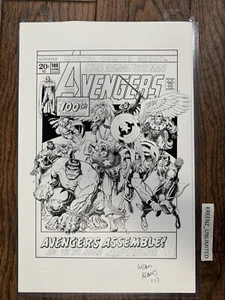 Impresión artística firmada por ARTHUR ADAMS Avengers #100 - impresión limitada rara en blanco y negro 11 x 17 - Imagen 1 de 6
