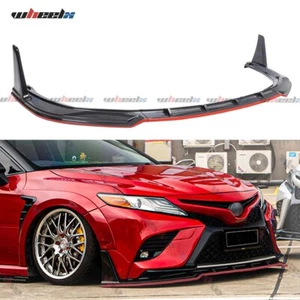 Carbon Look Front Bumper Lip W/Red Line For 18-24 Camry SE XSE Yofer V2 Winglet - Picture 1 of 14