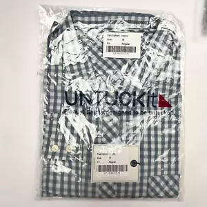UNTUCKit Womens Crispo Shirt Blue White Gingham Button Down Long Sleeve 16 NWT - Picture 1 of 6
