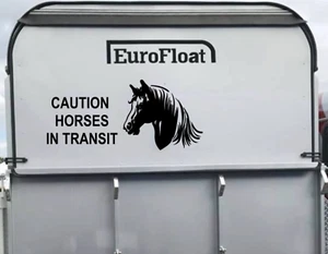 Caution Horses In Transit Sticker Vinyl Decal for Horse Floats Trailers 4x4 - Picture 1 of 2