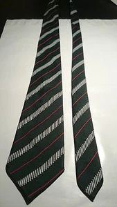Men's Vintage Tie in Bottle Green with White and Red Stripe - Picture 1 of 4