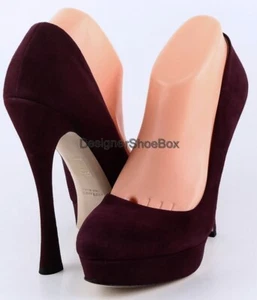 $675 MIU MIU 5IP272 Granato Wine Suede Designer Platform Heels Pumps 9 EUR 40 - Picture 1 of 4