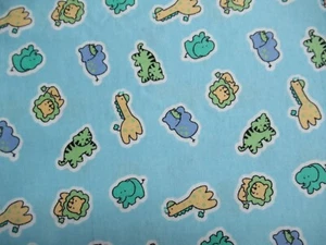 Baby Zoo Elephant Giraffe Hippo Lion Tiger Soft Cotton Fabric 26" X 44" W NEW - Picture 1 of 6