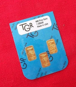 GOLD 1 GRAM 24K PURE TGR BULLION BARS 999.9 THE IDEAL PREPPERS COMBO PACK !! - Picture 1 of 5