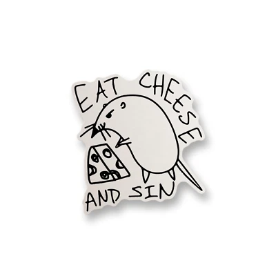 Pegatina de vinilo Eat Cheese and Sin - Calcomanía meme hilarante Foto 1 de 2