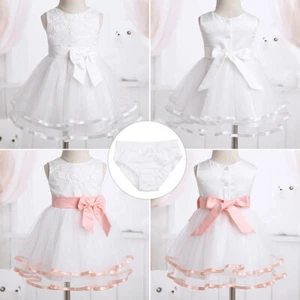 Baby Girls Dress Flower Princess Bridesmaid Wedding Gown Christening Party Skirt - Picture 1 of 21