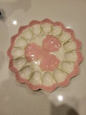 Vintage Pink Flower Plate Deviled Eggs scallop shape
