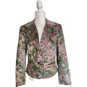 Nine West Corduroy Y2K Green/Pink Floral Blazer - Picture 1 of 2