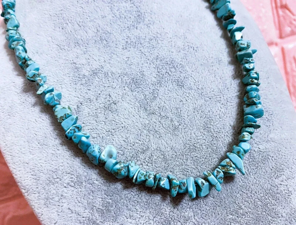 Collana Girocollo Uomo Pietra Naturale chips Scaglie Turchese Malachite 5/8mm - Immagine 1 di 1