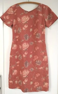 Coldwater Creek Leinenkleid Etuikleid Damen 8P gefüttert Reißverschluss hinten terrakotta geblümt  - Bild 1 von 12
