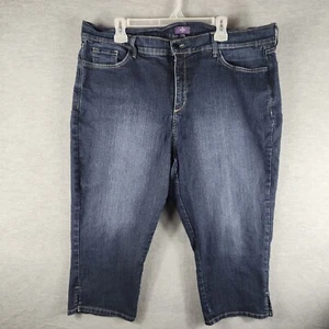 NYDJ Woman Crop Denim Pants 20W Blue Pockets Crouch Has Wear Fair Condition - Picture 1 of 24